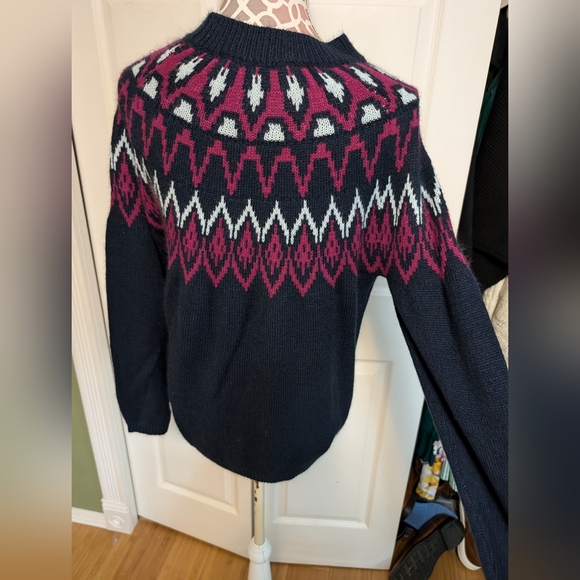 Mountain and Isles Fair Isle Sweater Navy Maroon Nordic Ski Sz M - Picture 3 of 8